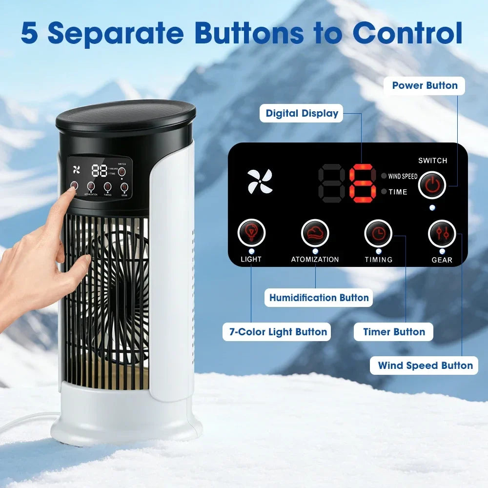 3 In 1 Household Fan Air Conditioner Portable 6-gear Air Cooler LED Night Light Humidifier Air Adjustment Fan Office Home Fan