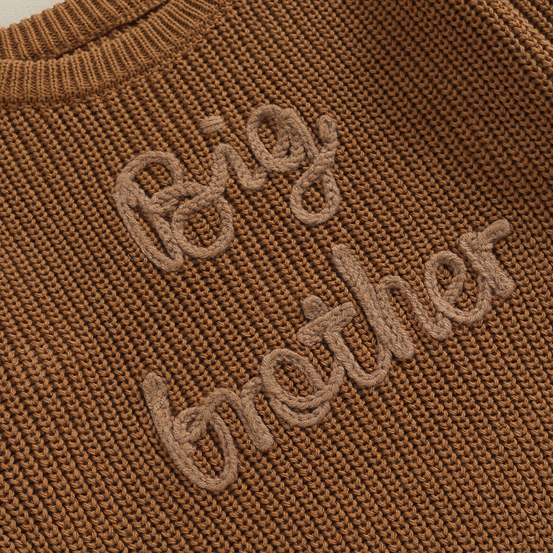 Toddler Boys Cotton Embroidered Letter Sweater, Long Sleeve Loose Pullover 12M-5Y
