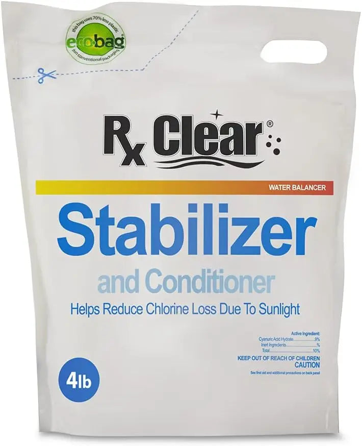 Rx Clear 25 Lbs Swimming Pool Stabilizer Conditioner - Cyanuric Acid Water Balancer Reduces Chlorine Loss from Sunlight Longer