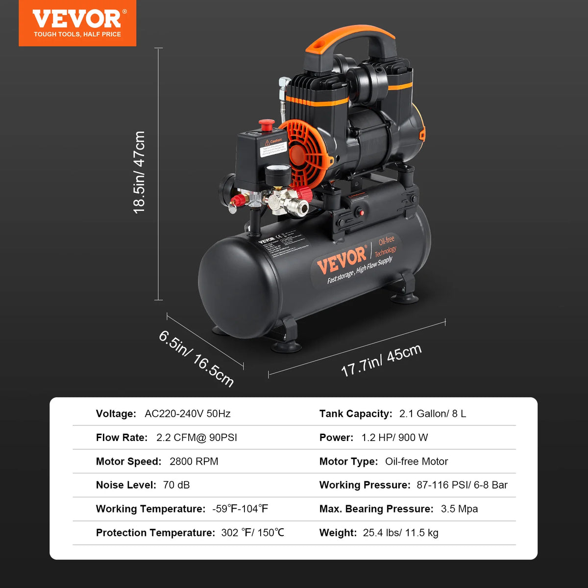 SucceBuy Quiet Oil-Free Portable Air Compressor