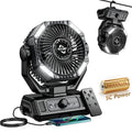 20000mAh Camping Fan with 4 LED Lights and Remote Control 8 Speed Adjustable Rechargeable Outdoor Fan for Tent Fishing