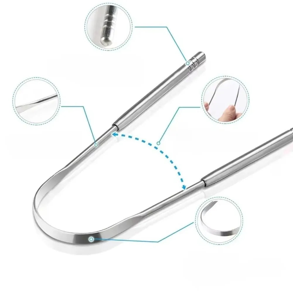 Premium 1pcs/3pcs Metal Tongue Scraper Cleaner for Adults & Kids Portable Stainless Steel Tongue Scrapers Brushes for Removing
