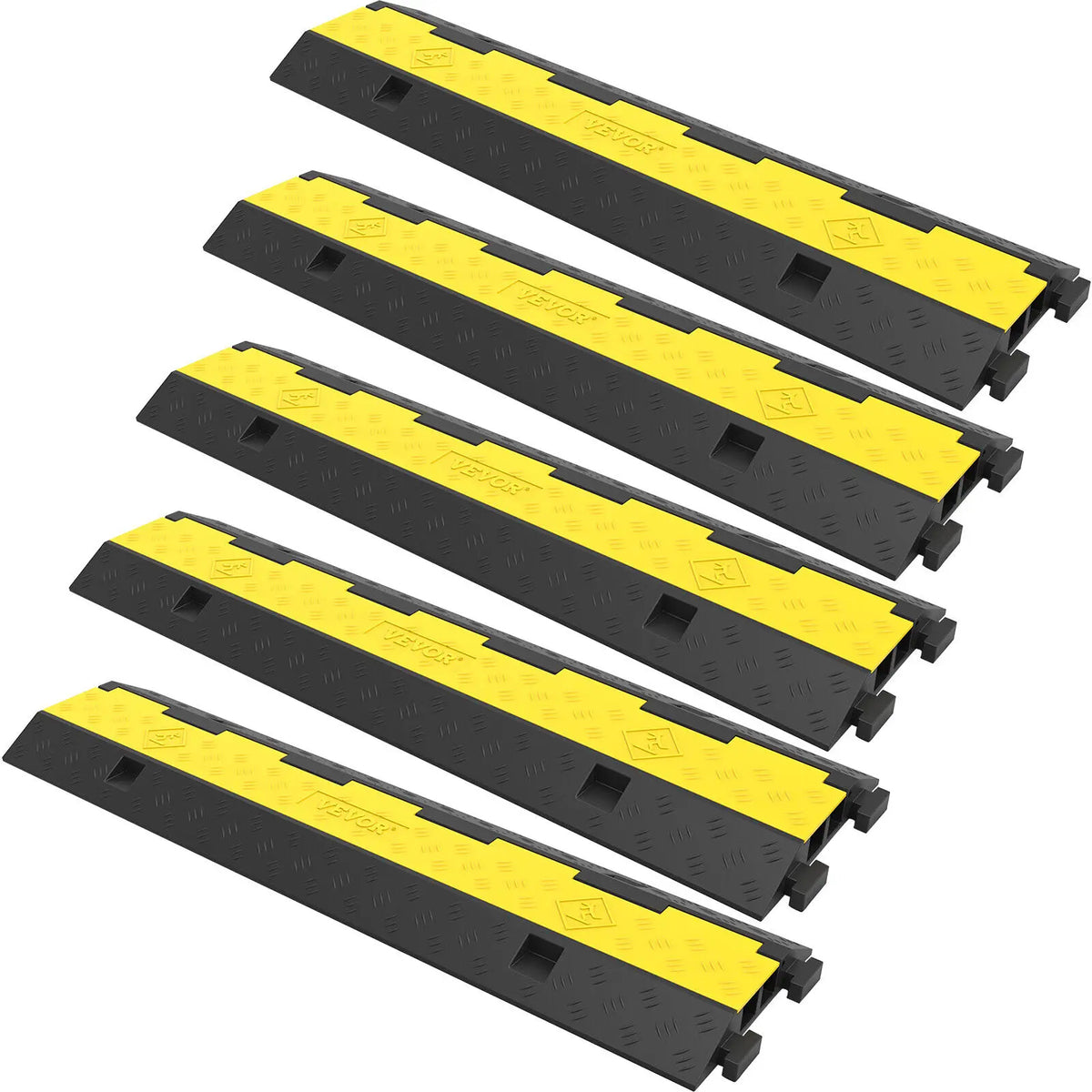 Heavy-Duty 2-Channel Cable Protector Ramp, 11000lb Rubber Cord Cover and Speed Bump