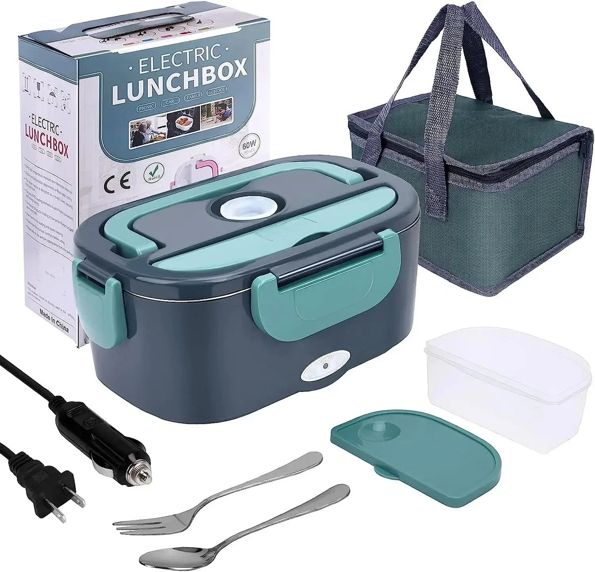 1.5L Portable Electric Lunch Box – 60W Food Warmer for Home & Car, Leak-Proof Design Keeps Meals Hot