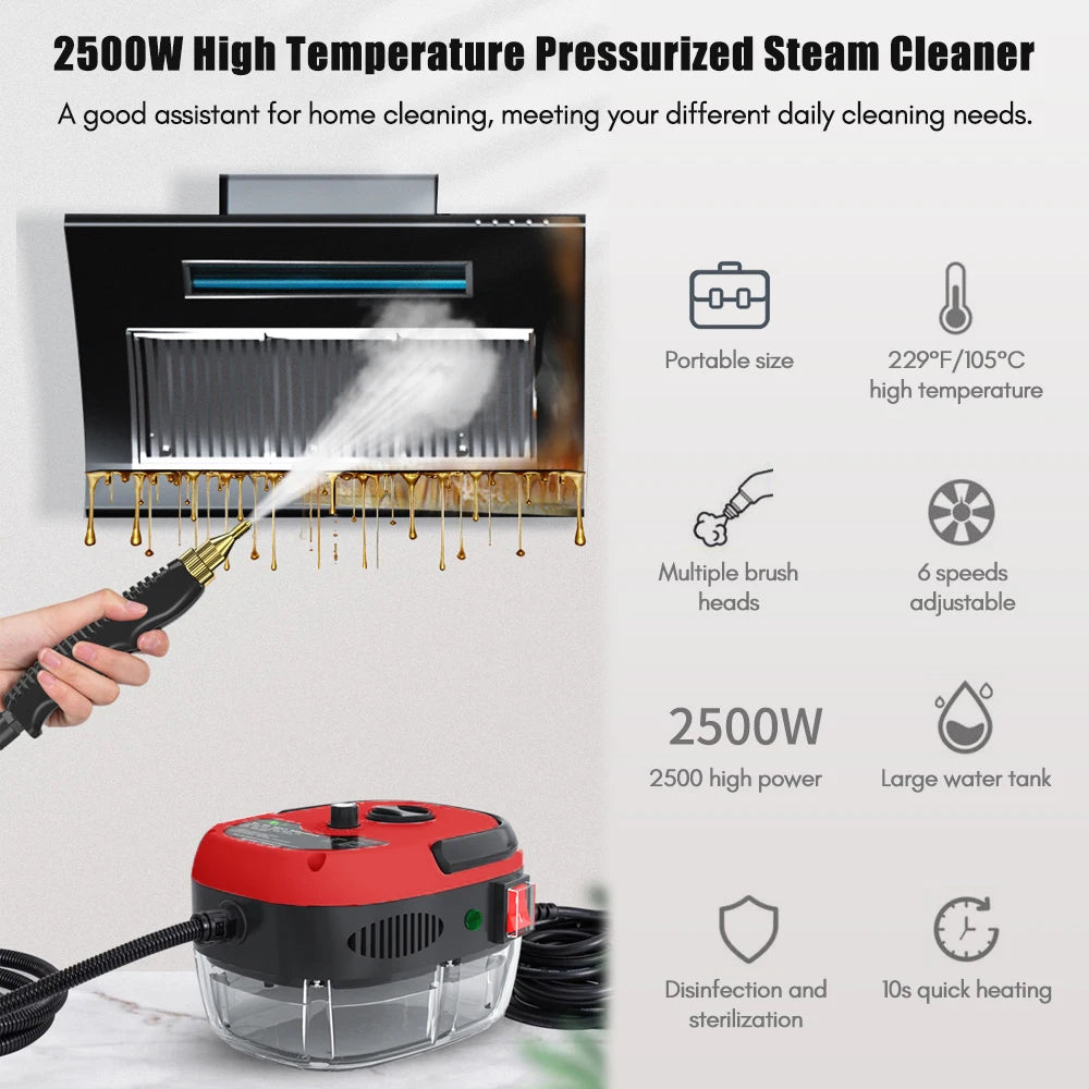 NEW 1500W Steam Cleaner for Car Cleaning Quick Heating High Temperature Steam Washer Portable Handheld Pressurized Steam Clean
