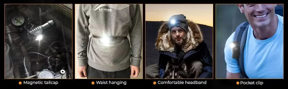 HS10 USB C Rechargeable Mini 16340 Headlamp 1100lm TN-3535 90CRI Angle Flashlight TIR Optics with Magnet Tail 2 Groups