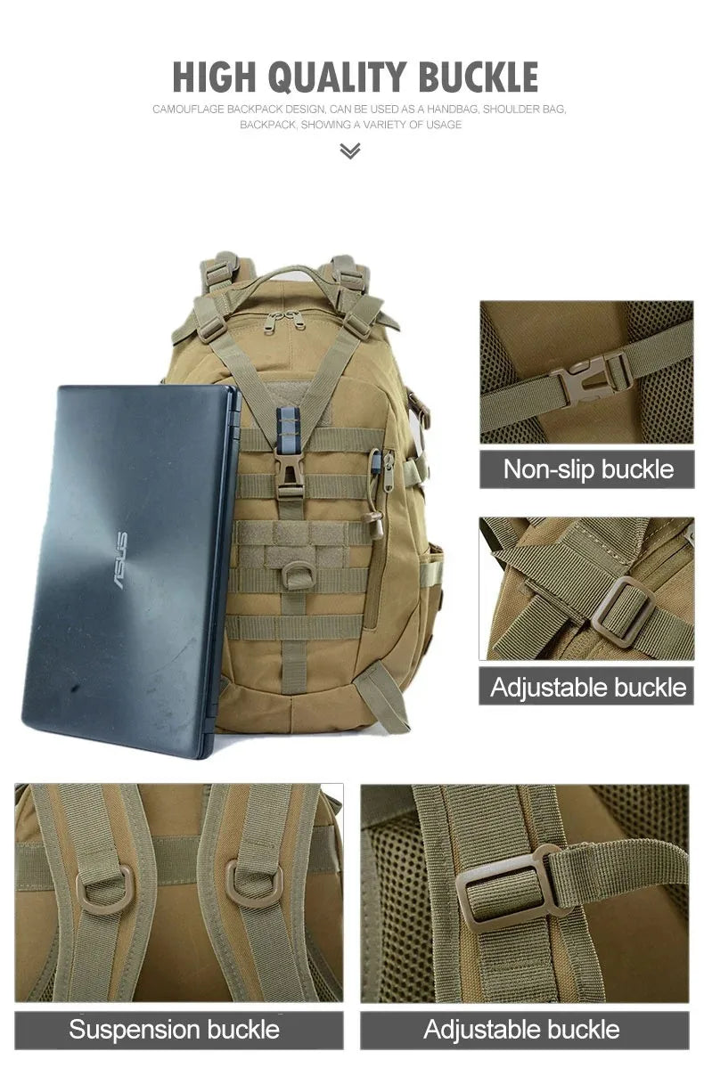 35L Men's Outdoor Hiking Backpack with MOLLE System, Reflective Strip and Dual Cup Holders