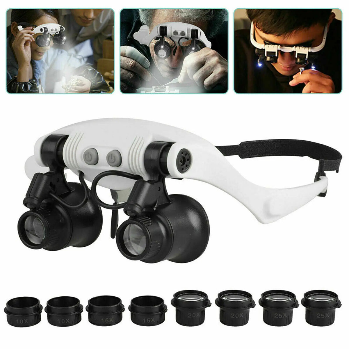 LED Jeweler's Loupe Magnifier, 10X to 25X