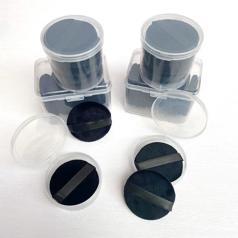 1/20pcs Black Velvet Cosmetic Puff with Box Loose Setting Powder Puffs BB Cream Foundation Powder Pad Beauty Makeup Tools