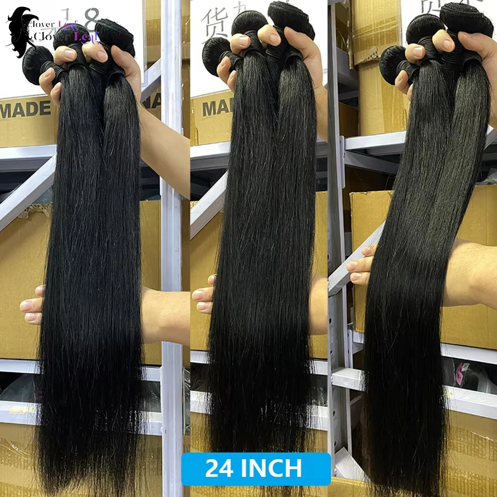 Straight Human Hair Bundles with Lace Closure