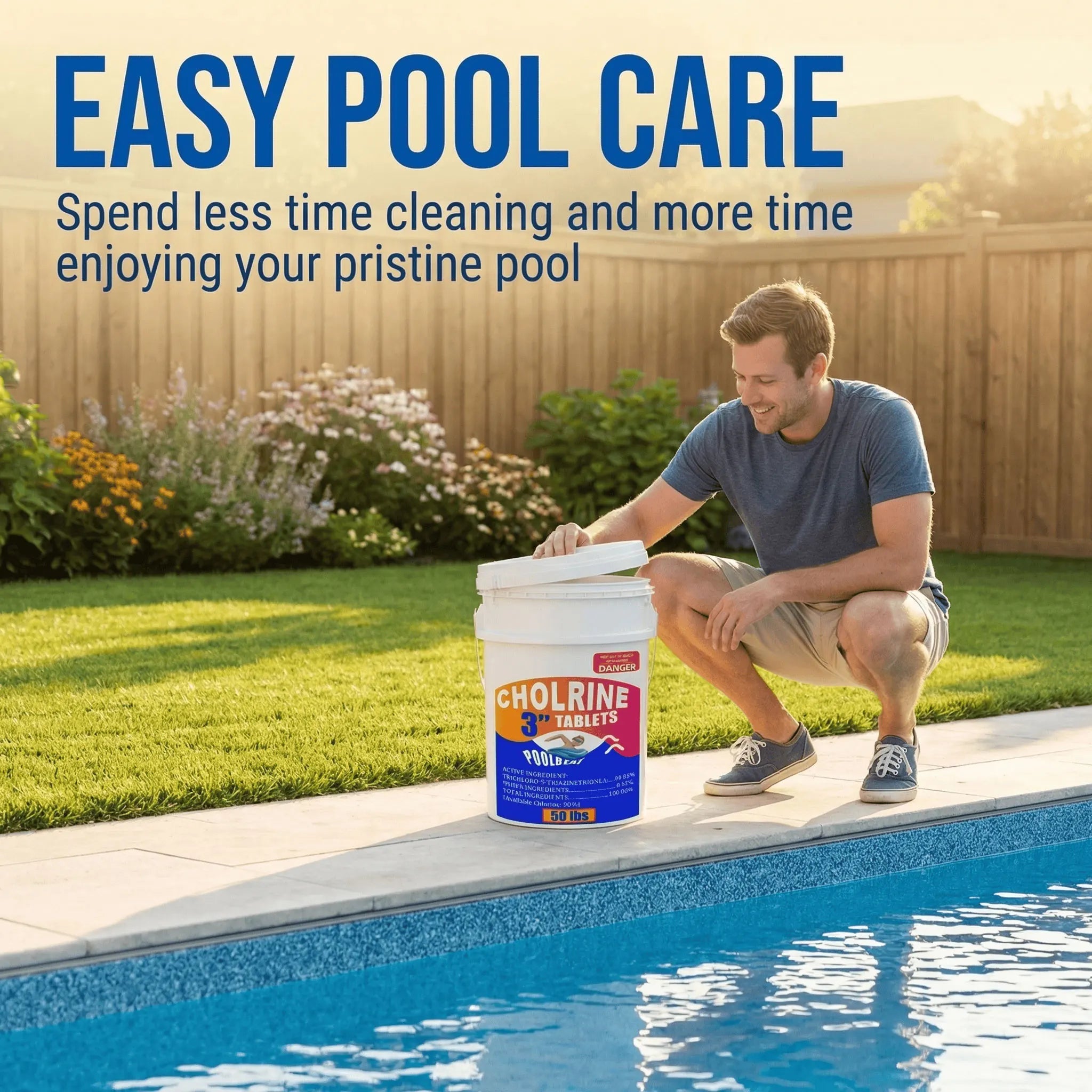 3 inch 50 Pounds Chlorine Tablets , Stabilized Chlorine Tablets for Hot Tubs, Swimming Pools and Spas - Slow Dissolving