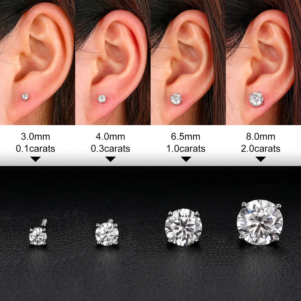 Real 0.5-2 Carat Black Moissanite Earrings For Women 100% 925 Sterling Silver Earring 2023 Trend Wedding Jewelry Christmas Gifts