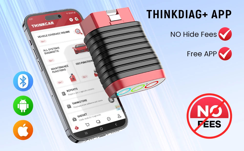 THINKCAR BD6 Bluetooth Scanner Car Diagnostic Tool OBD2 Scanner Full System Diagnose 5 Reset Free Auto Diagnosis OBD Code Reader