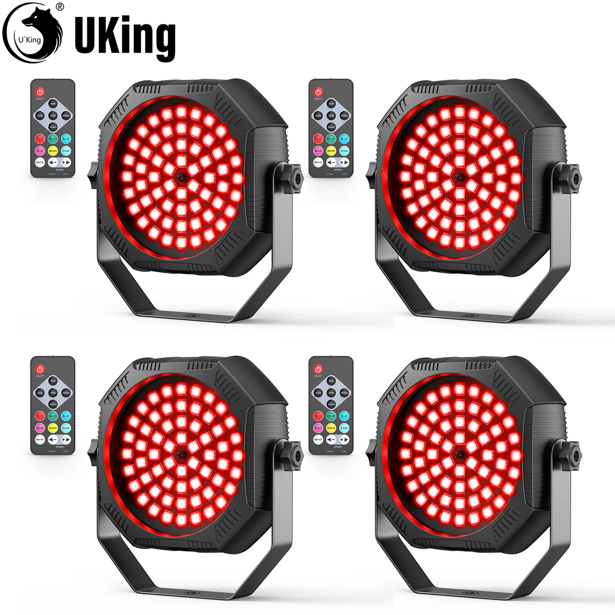 U'King 1/2/4Pcs Mini RGBW 60LED Par Lights Built In Battery Rechargeable Stage Strobe Lights With Remote For Music Bar KTV Party