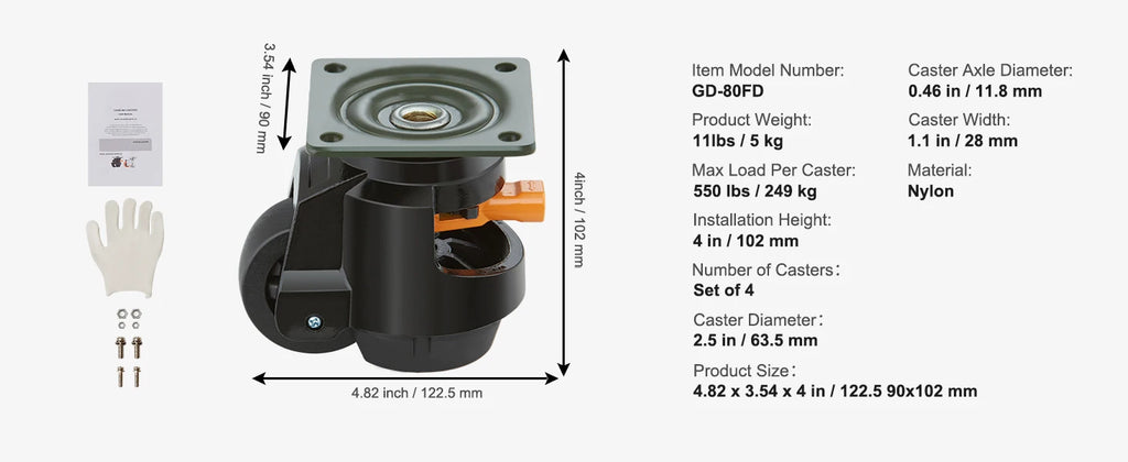 SucceBuy Heavy-Duty Leveling Casters, 4 Pack