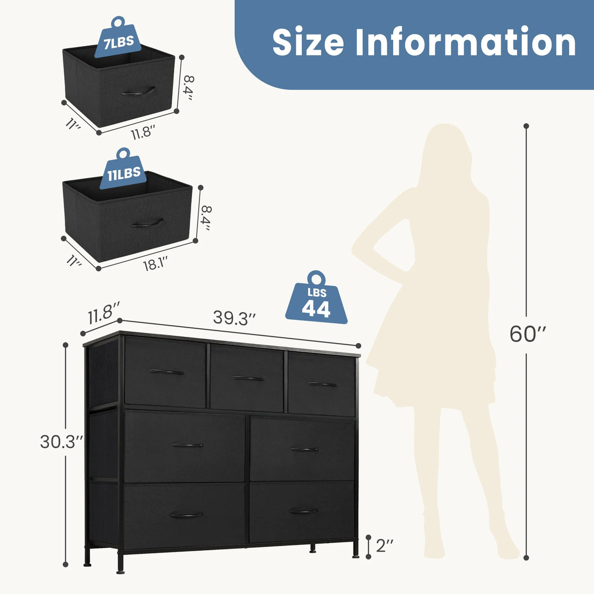 7-Drawer Fabric Dresser for Bedroom
