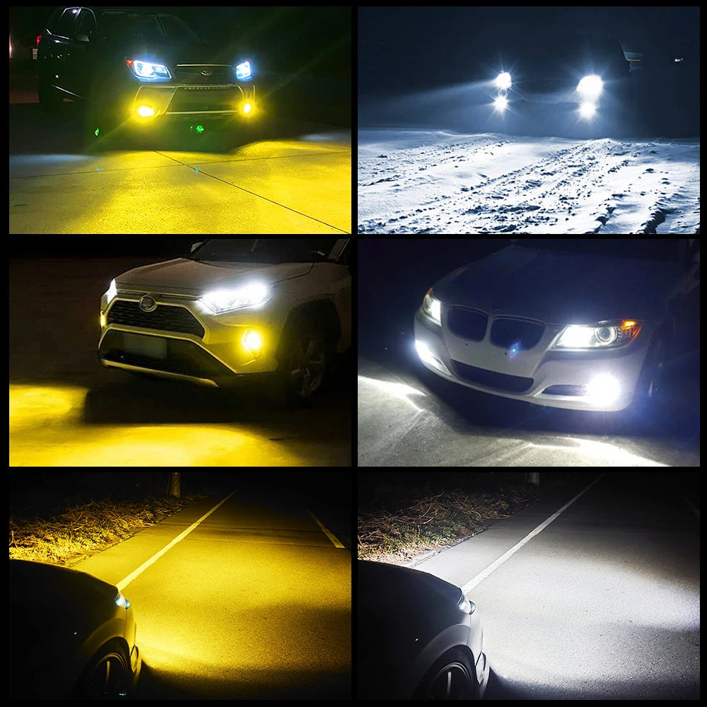 AUXITO 2Pcs Dual Color H8 H11 H9 H16(JP) LED Bulb Fog Lights Switch Switchback White Yellow Auto DRL Driving Lamp 12V Super Bright Car LED Fog Lamp