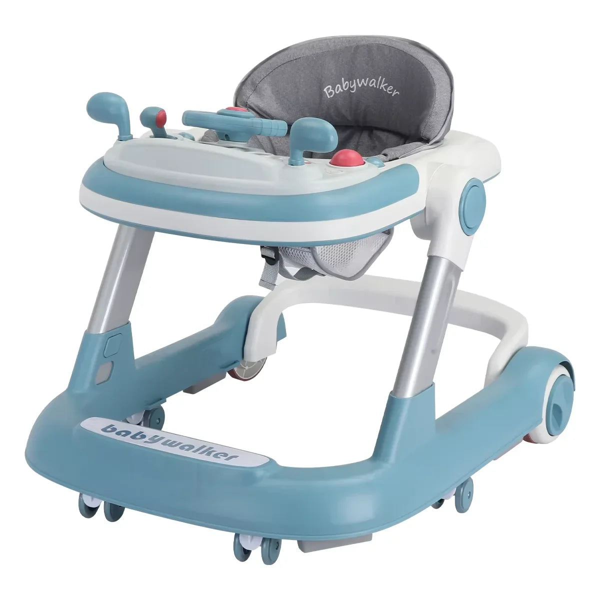 2 in 1 Baby Push Walker and Activity Walker with Removable Feeding Tray and Music Tray, Batteries Not Included