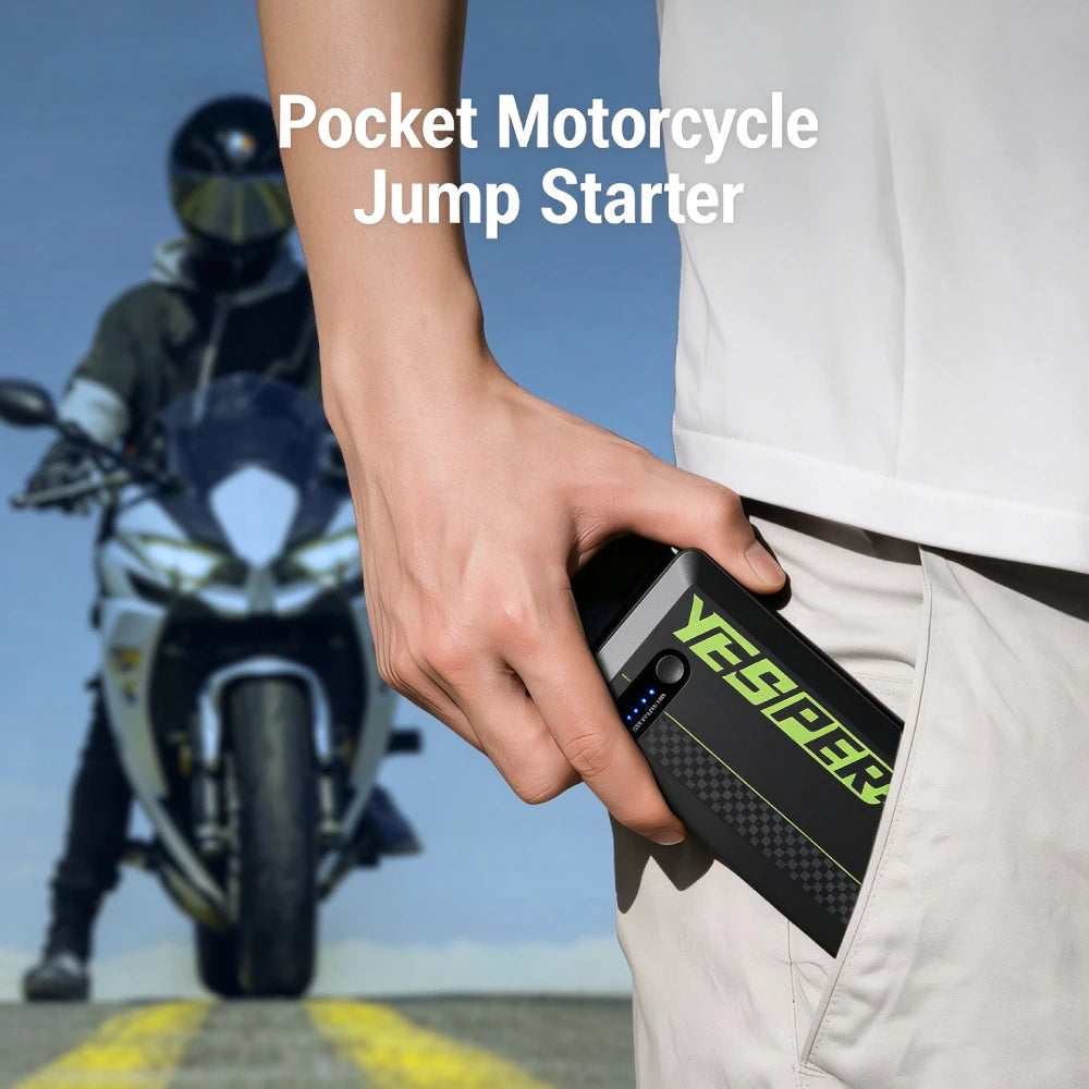 YESPER ARMOR Mini Car Jump Starter 1500A Peak 12V Car Battery Booster Power Bank USB Charger Outdoor Car Emergency Booster Pack Jump Box for Motorcycle SUV Truck 7L Gas 5.5L Diesel