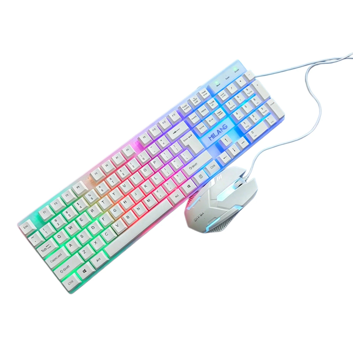 1pcsRGB Backlit Gaming Keyboard and Mouse Set, Wired 104-Key Mechanical-Feel Keyboard with LED Lighting, Ergonomic High-Precision Gaming Mouse