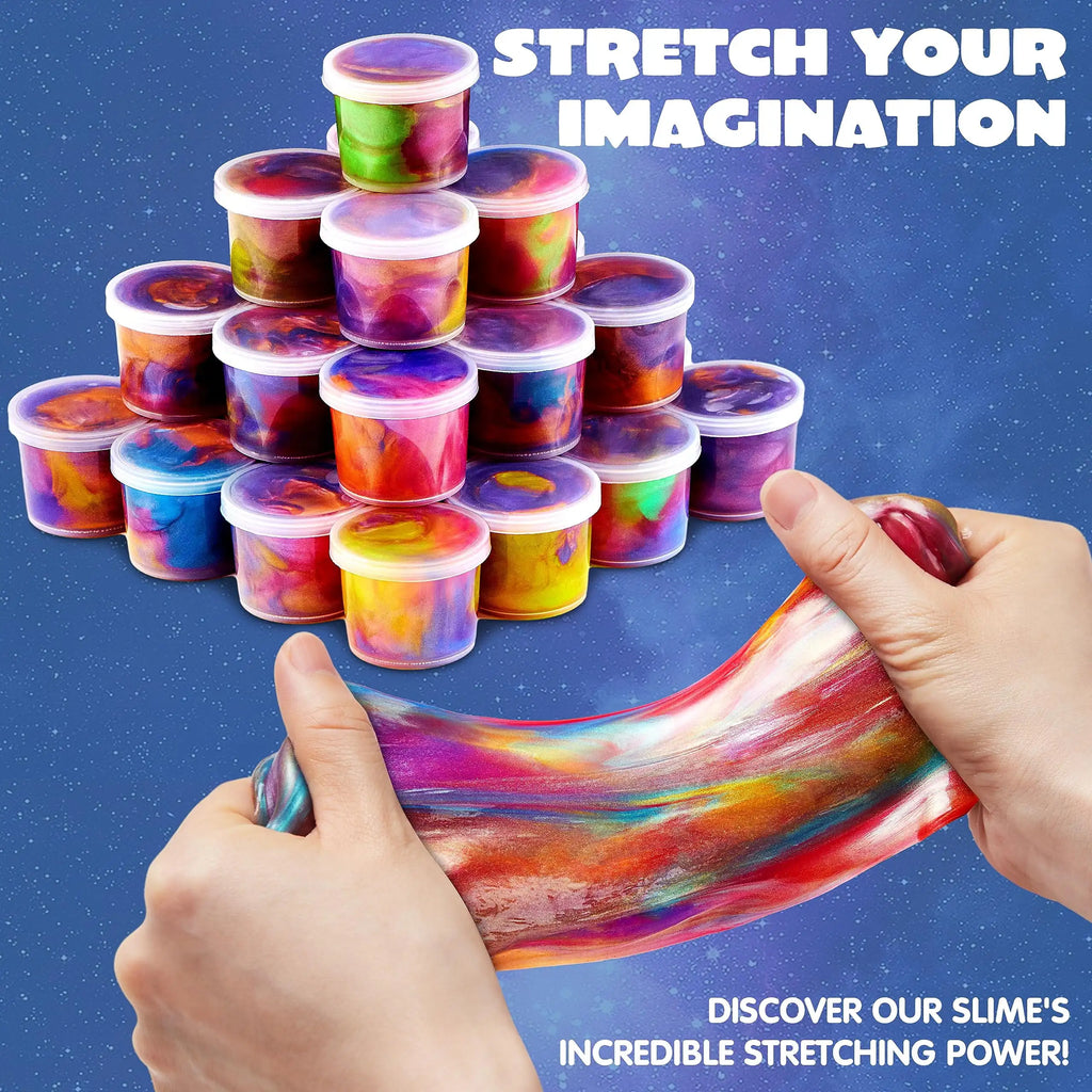 Joyfy 36 Pcs Galaxy Slime Cup Party Favors Stretchy Non-Sticky Safe for Classroom Reward Birthday Party Supplies