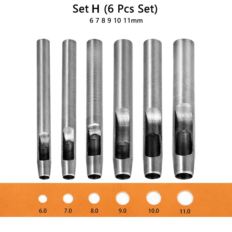 WUTA Basic Series 5-15 Pcs Leather Hollow Punch Set Round Hole Steel DIY Craft Working Tools for Watch Band,Fabric,Plastics,Gask