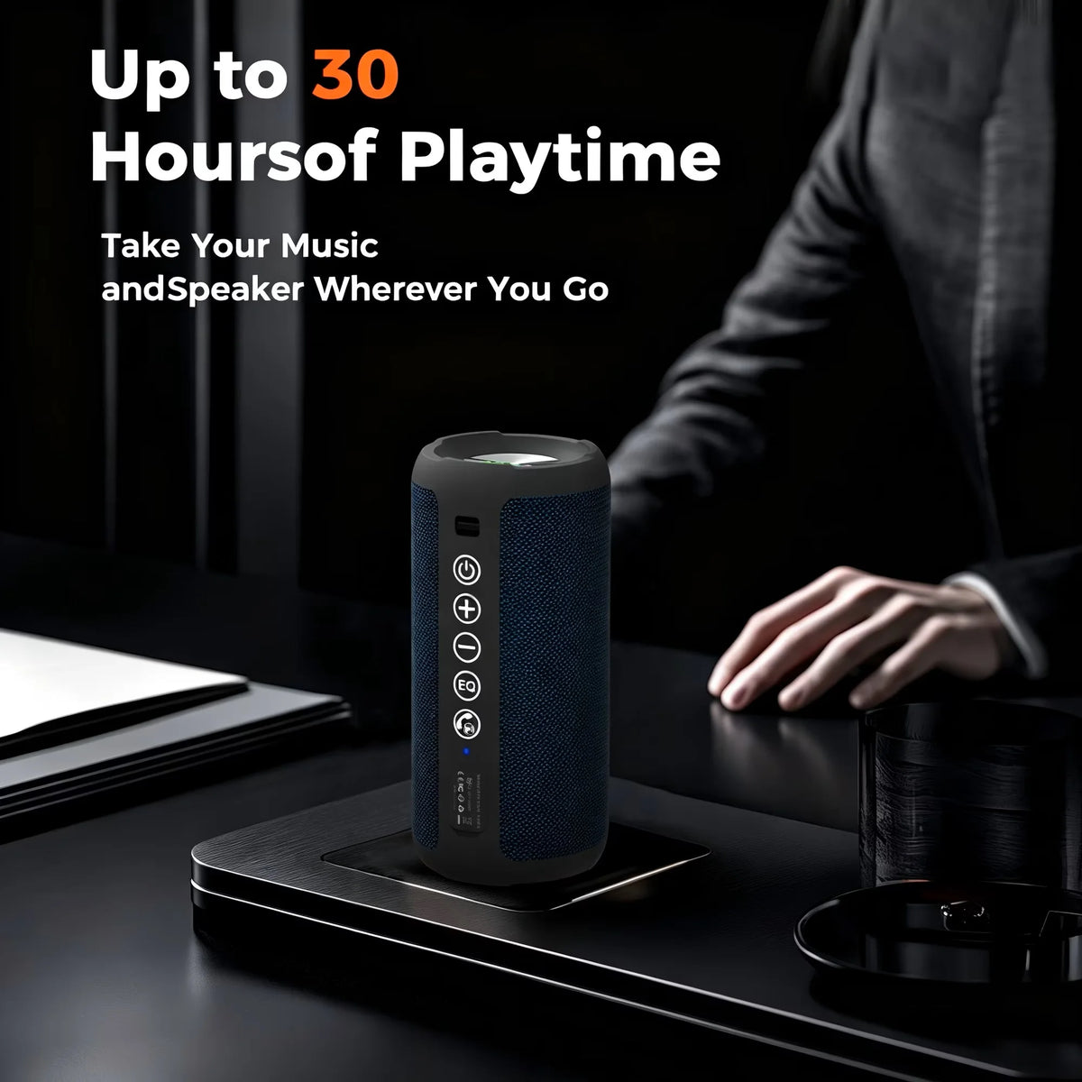 24W Portable Bluetooth Speaker, IPX7 Waterproof with LED Lights
