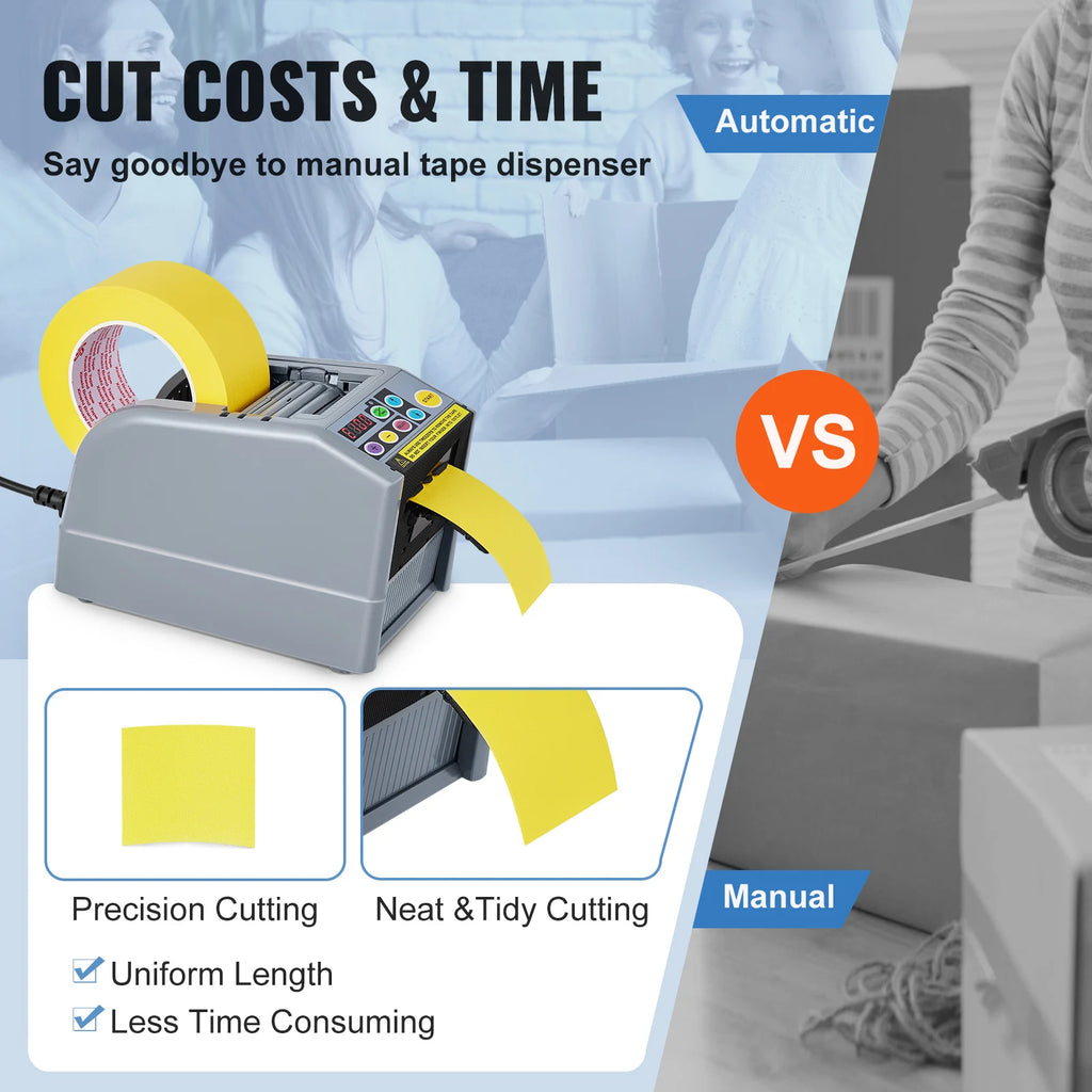 ZCUT-9 Automatic Tape Cutting Machine Paper Slitting Dispenser 6-60mm Adhesive Electric Tape Cutter for Product Package