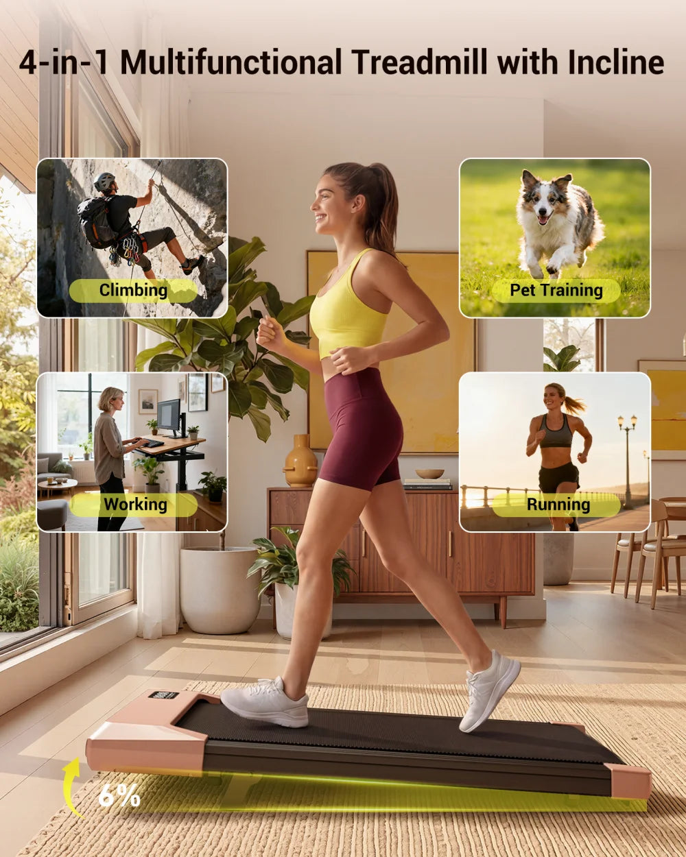2-in-1 Under-Desk Walking Pad Treadmill