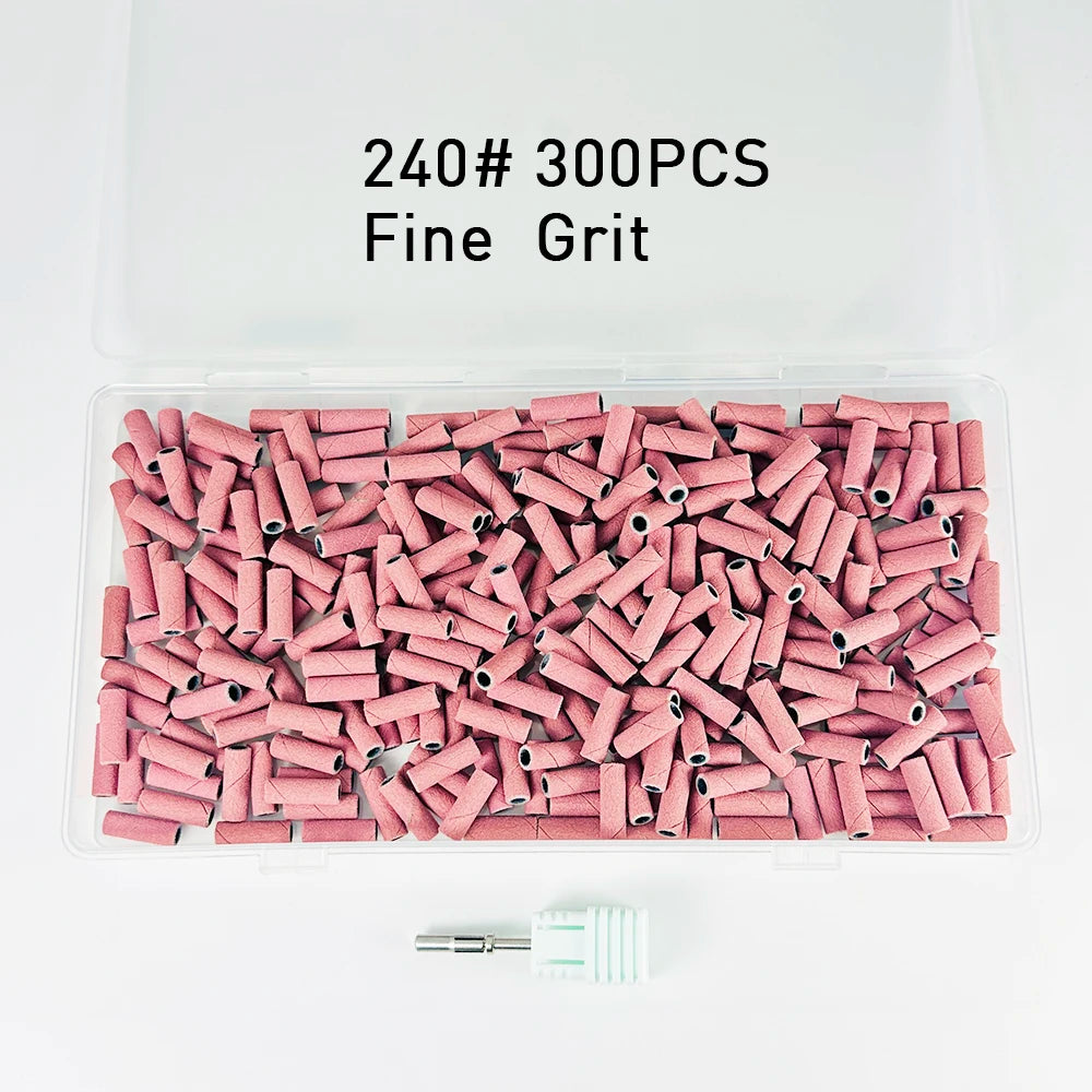 300PCS 3MM Sanding Bands With 1PC Mandrel for Nail Drill #180 #240 Grit Nail Sanding Band Bulk for Salons Manicure