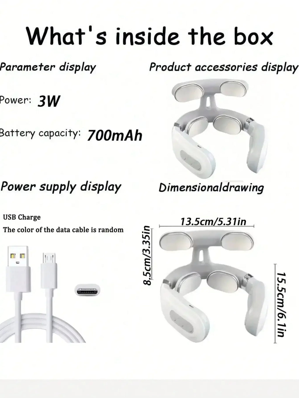 1 Pc Smart Portable Neck Shoulder Massager, Rechargeable Electric Massage Machine, for Home & Office Daily
