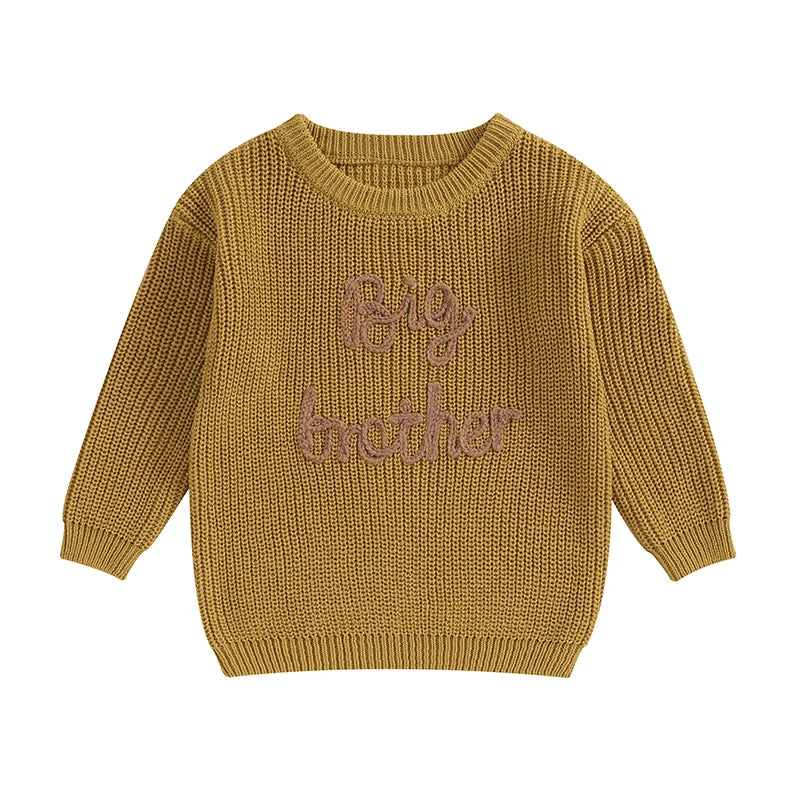 Toddler Boys Cotton Embroidered Letter Sweater, Long Sleeve Loose Pullover 12M-5Y