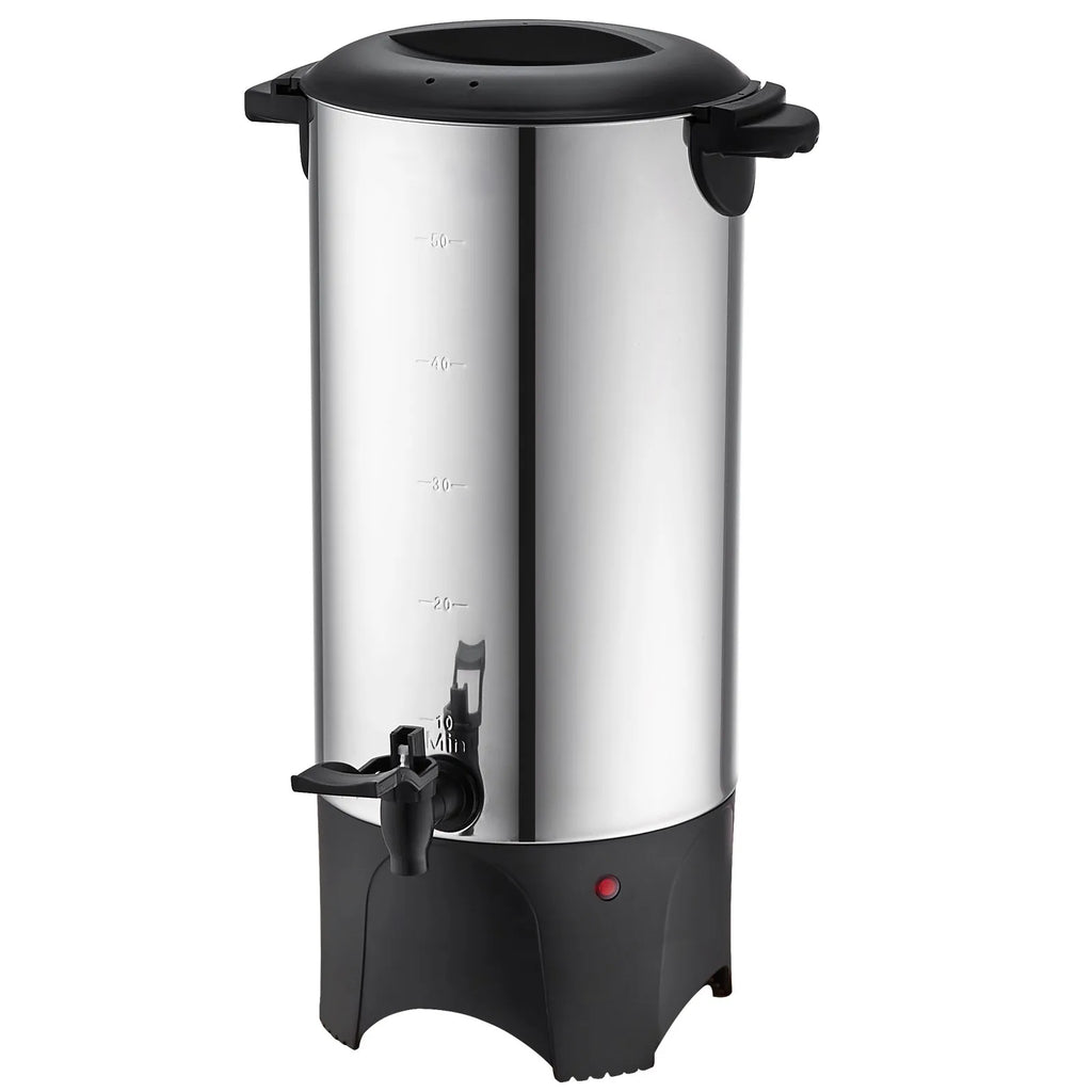SucceBuy 50 Cups Commercial Coffee Urn Stainless Steel Large Coffee Dispenser 1000W Electric Coffee Maker Urn For Quick Brewing