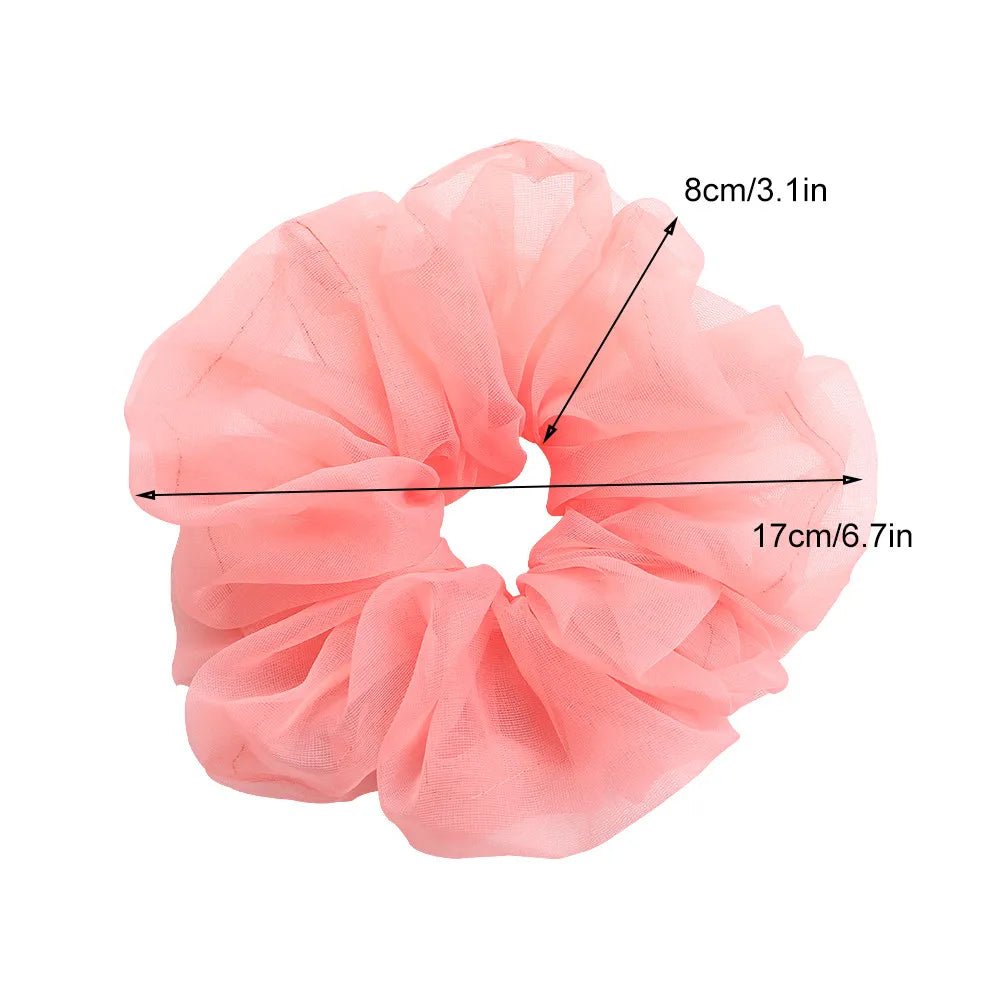 Spring summer organza hair scrunchie large fairy chiffon women Elastic Hair Band Ponytail Holder Hair Tie Girl Gum Accessories