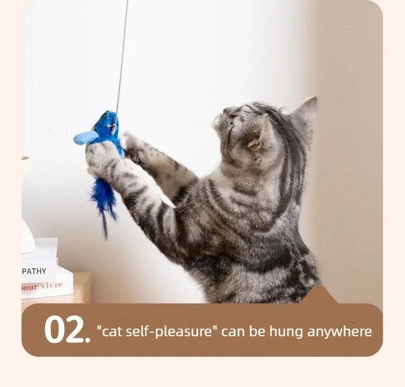 Hanging Bird Cat Toy with Catnip, Interactive Squeaky Self-Play Teaser for Kittens