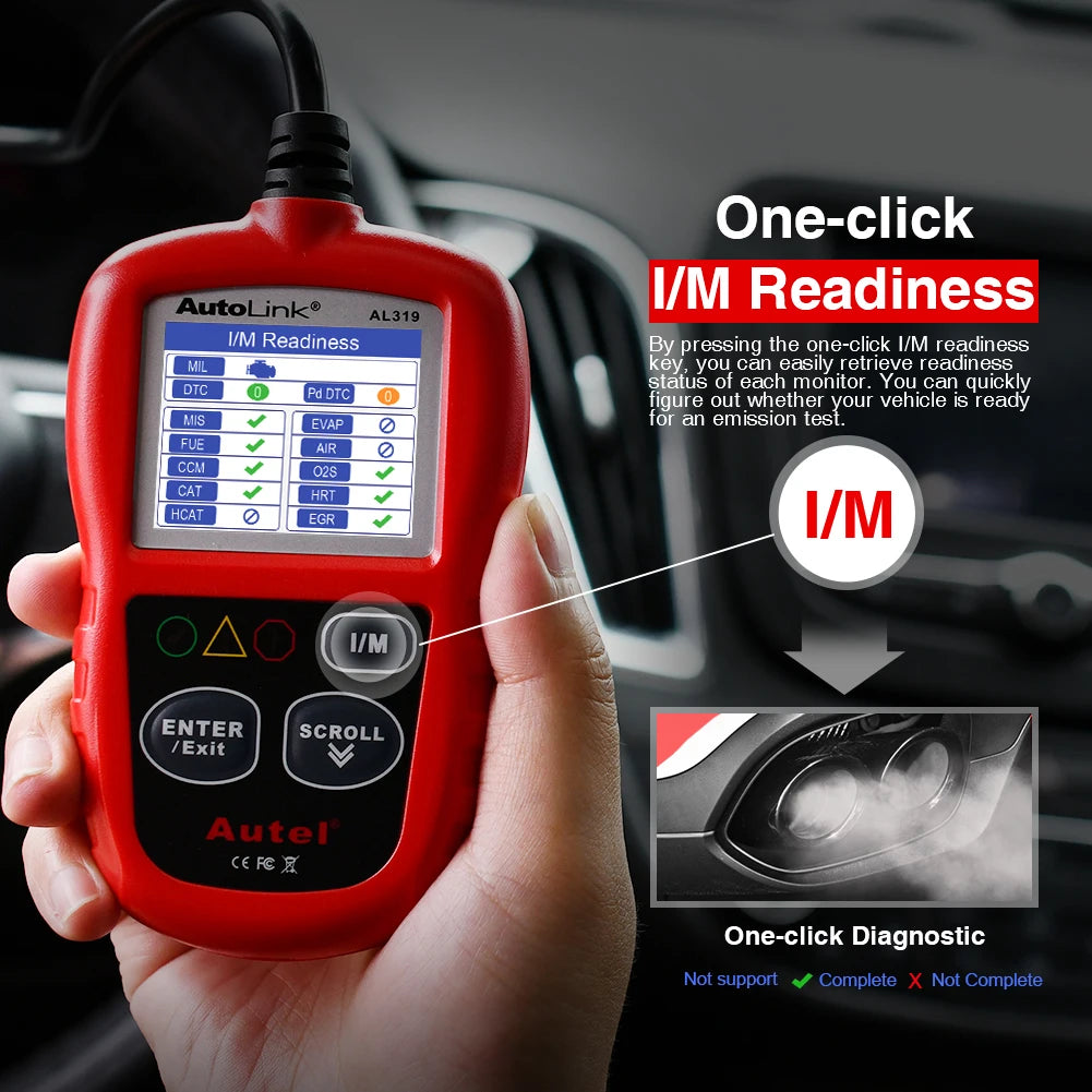 AUTEL AL319 OBD2 Code Reader CAN Auto Car Scanner Automotive Diagnostic Tool for OBDII System Basic OBD 2 Functions
