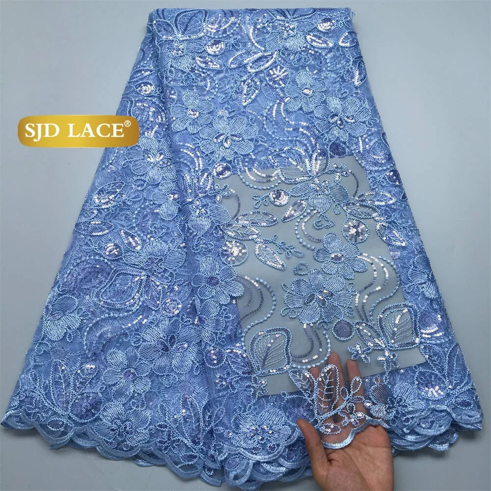 SJD LACE Gold French African Mesh Lace Fabrics for Women Wedding Dress 2026 High Quality Nigerian Tulle Net Lace Fabrics for Party DIY Cloth 4716