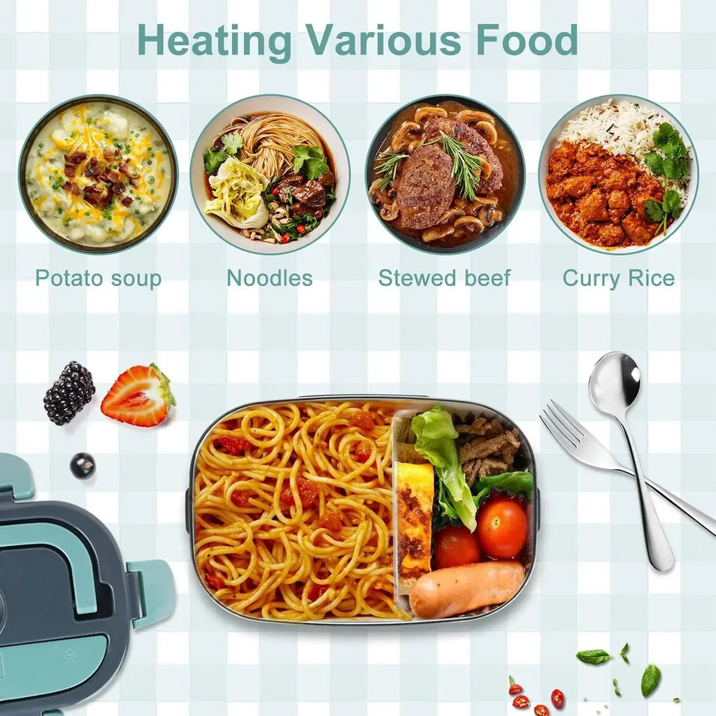 1.5L Portable Electric Lunch Box – 60W Food Warmer for Home & Car, Leak-Proof Design Keeps Meals Hot