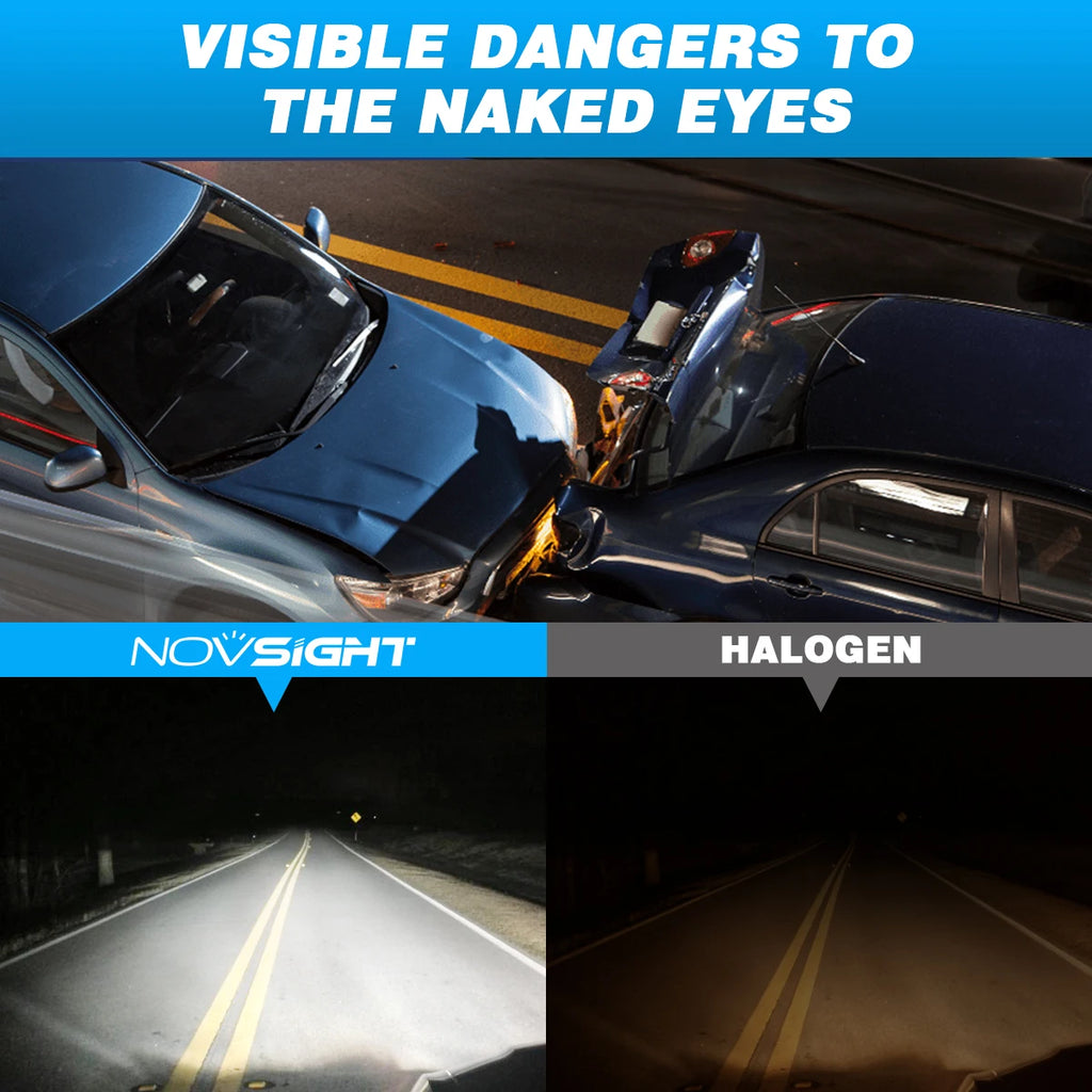 NOVSIGHT LED Headlight Bulbs 2PCS 9005 2PCS H11 Car Headlamp High Low Beam Mini Size 50W 10000LM Headlamp 6500K White Fog Lamp
