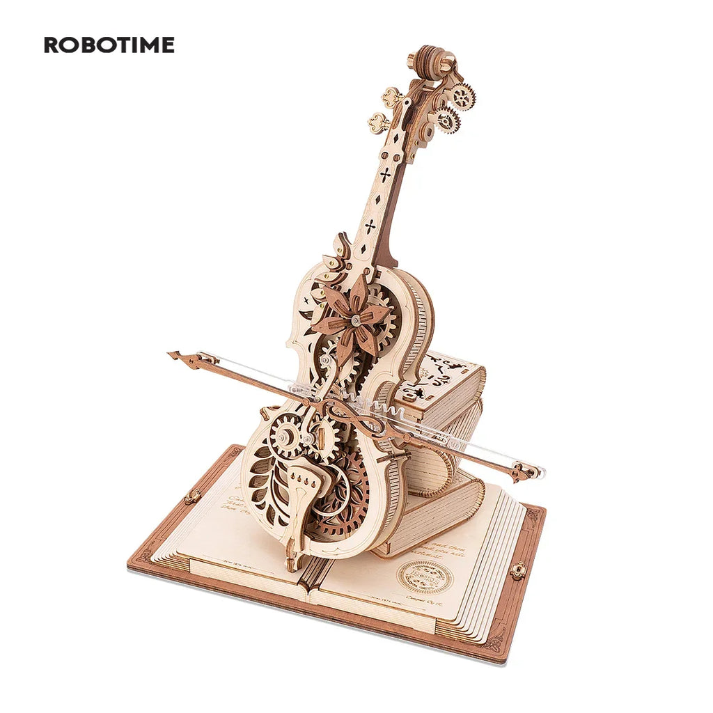 Robotime ROKR Magic Cello Mechanical Music Box, 3D Wooden Puzzle Kit