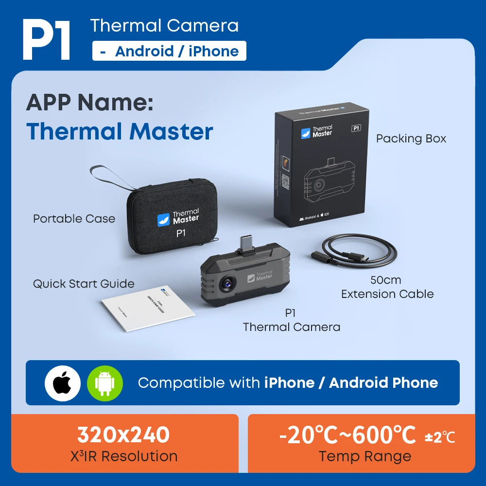 P1 USB-C Thermal Camera for Phones, 320x240