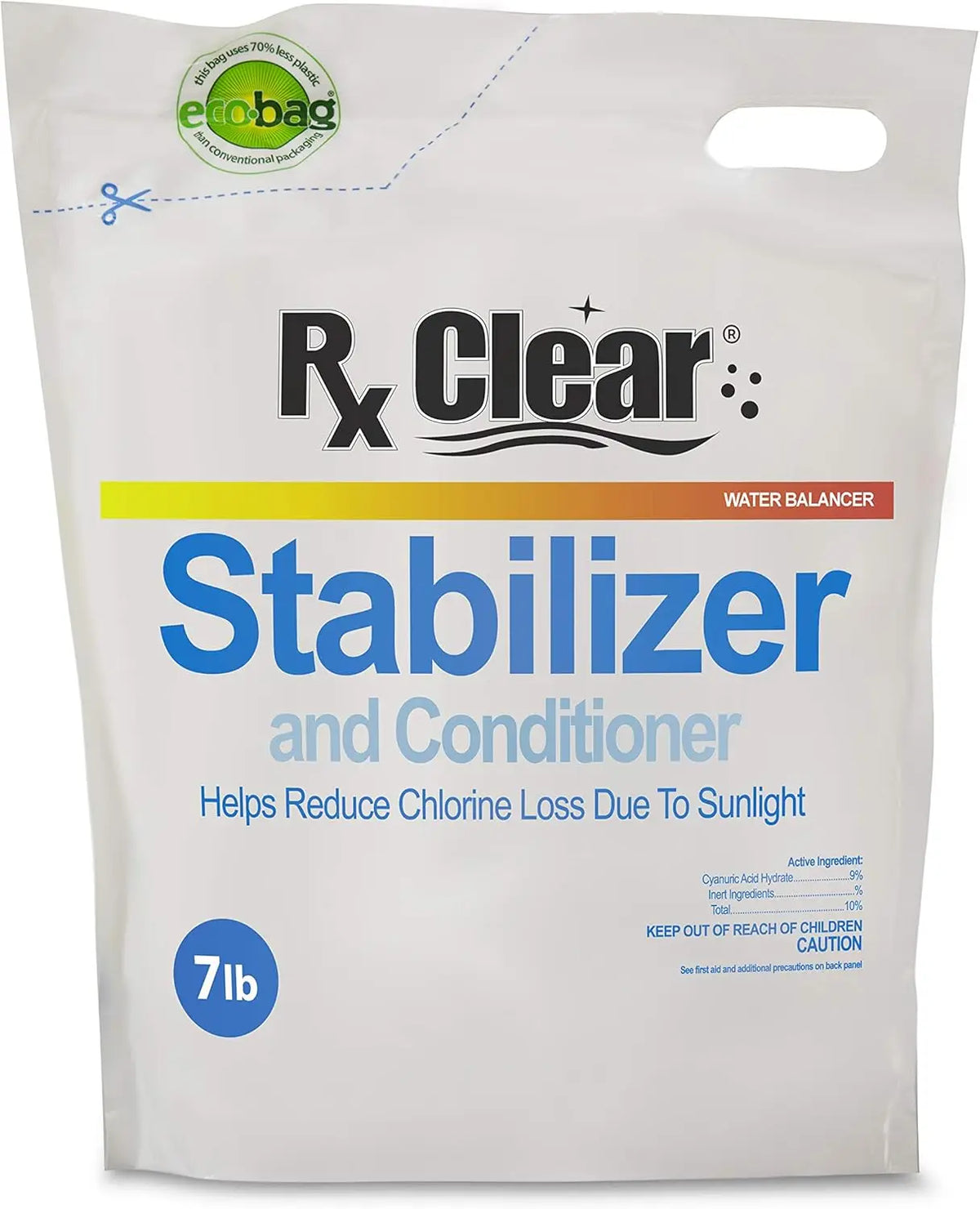 Rx Clear 25 Lbs Swimming Pool Stabilizer Conditioner - Cyanuric Acid Water Balancer Reduces Chlorine Loss from Sunlight Longer
