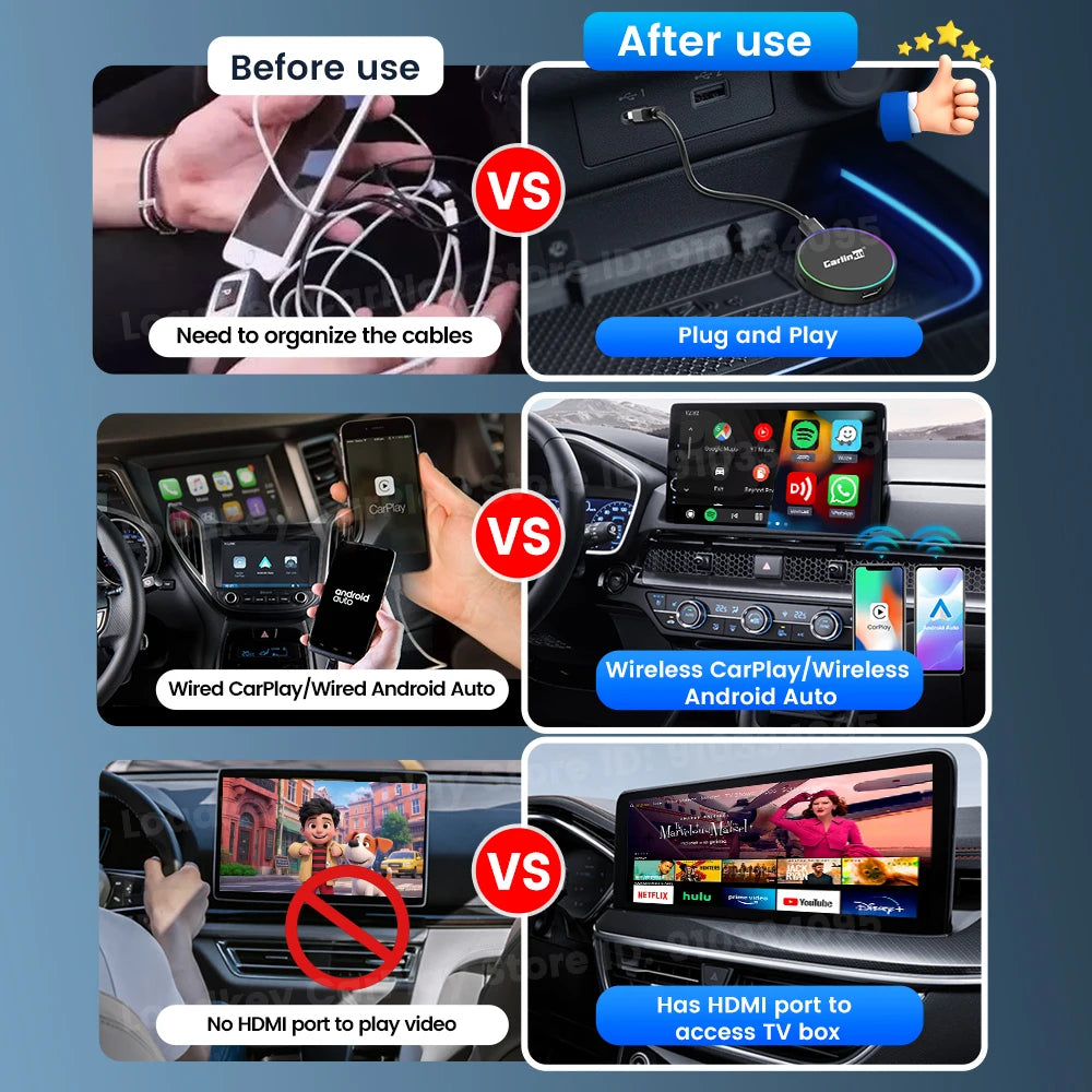 2026 CarlinKit HD2CP Pro CarPlay to HDMI Wireless Adapter CarPlay Android Auto 2K HDMI Input Support Tv Stick Laptop Tv Box 5.0