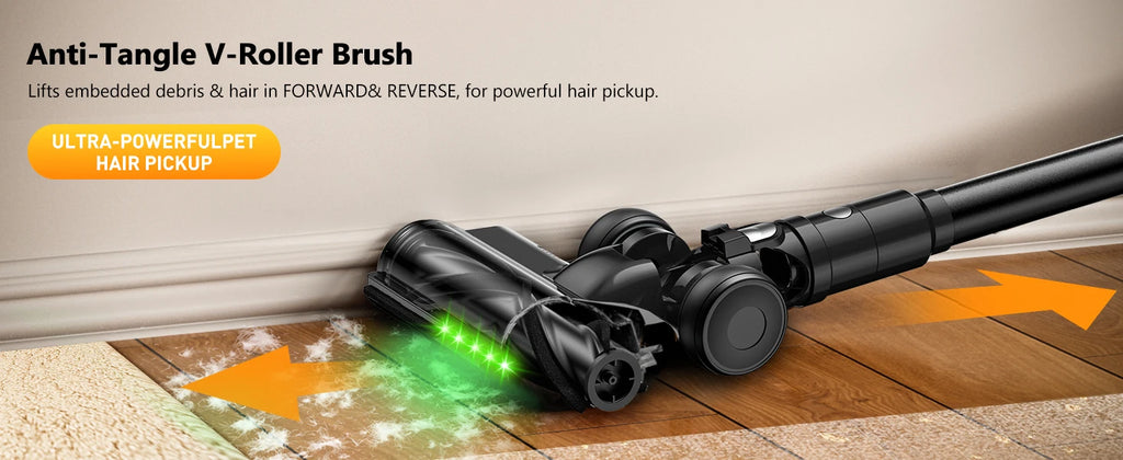 Cordless Vacuum Cleaner, 55Kpa/55min Self-Standing Powerful Stick Lightweight Vacuum Cleaner for Home Fur/Hard Floor/Rug