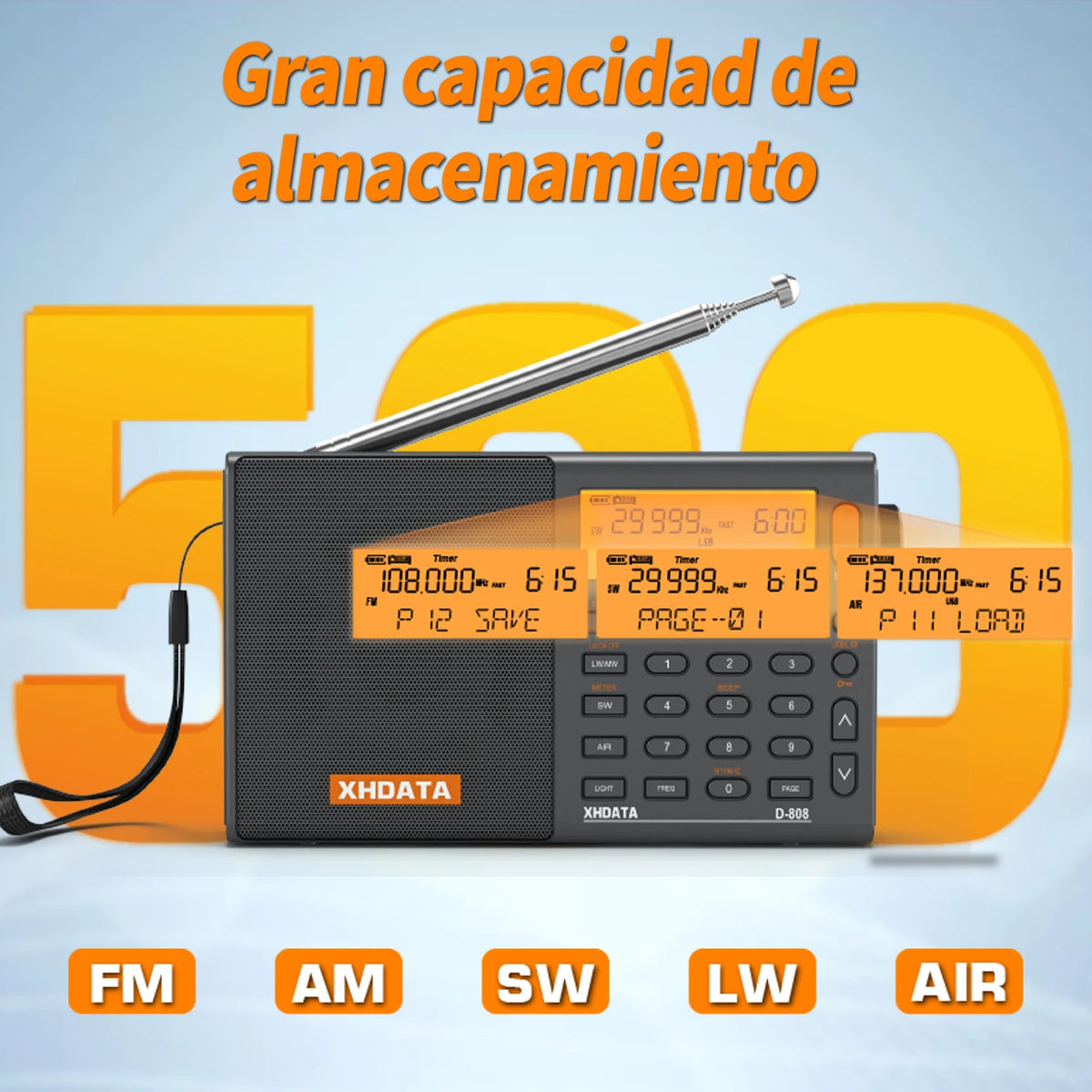 XHDATA D808 Portable Multiband Radio
