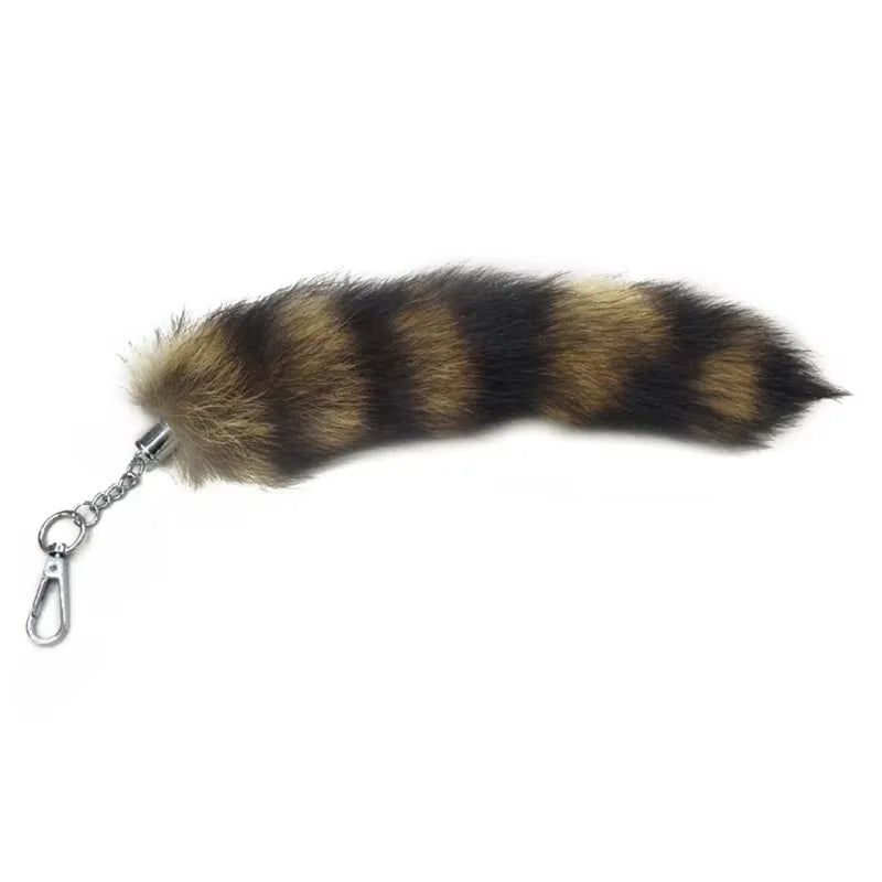 Fluffy Faux Fur Tail Keychain, 25cm Bag Charm for Backpacks and Keys