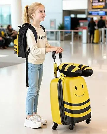 20L 20 Inch Purple Kids Ride-on Luggage Scooter Suitcase Flash PU Wheels Adjustable Handle TPR Grip Foldable for 5+ Kids Travel