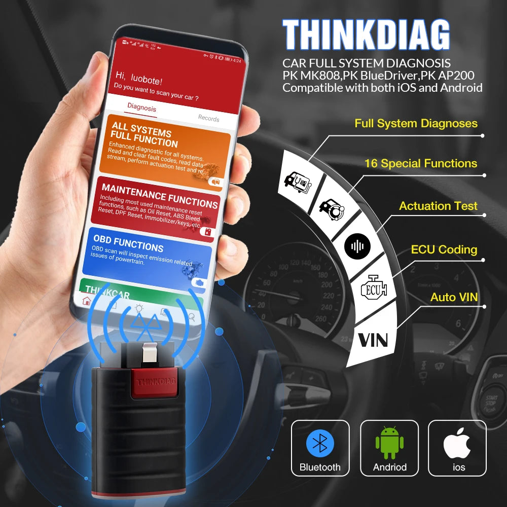 2026 THINKCAR New Thinkdiag Online ECU Coding Active Test ALL System German Car Diagnostic Tool 16 Reset Code Reader Hot Version