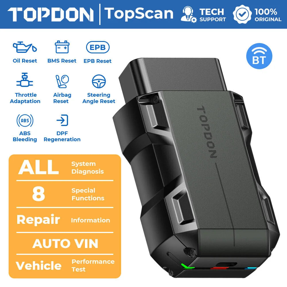 TOPDON TopScan Lite Scanner Smart Diagnostic Tool DTC Repair Guide Bluetooth OBD2 Code Reader Code Reader Full System