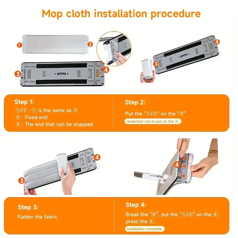 Ultra-Slim Flat Mop and Bucket System, Hands-Free Wash & Dry Floor Mop Set with 2 Microfiber Pads